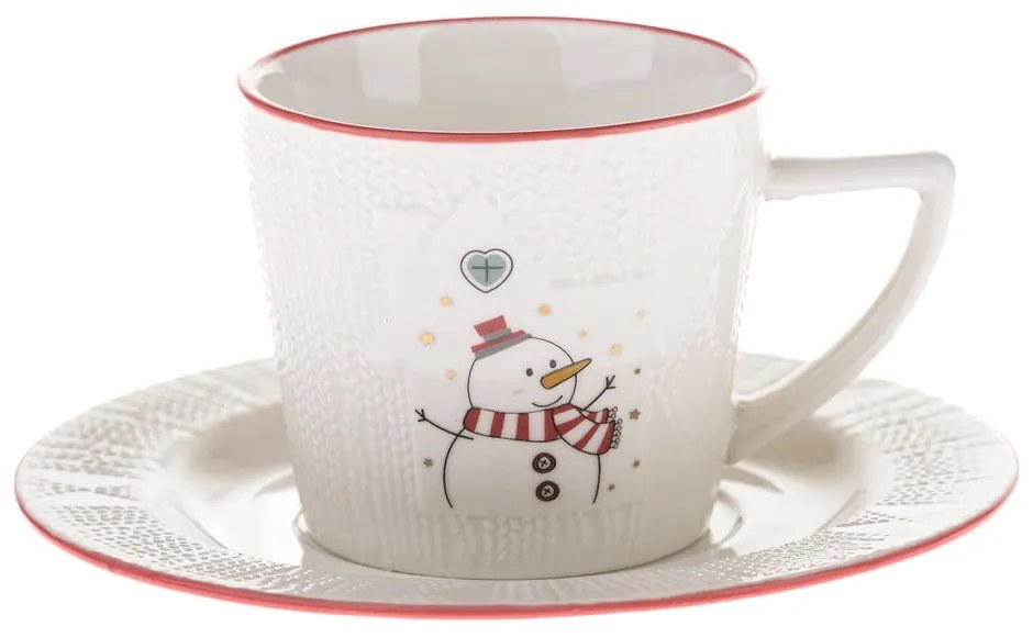 Fehér porcelán csésze karácsonyi mintával 110 ml Snowman – Dakls