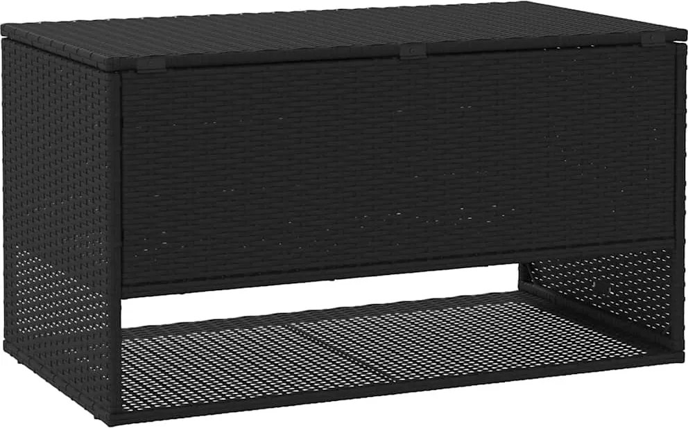Fekete Polyrattan Kültéri Párna Doboz 100X55X55,5 Cm