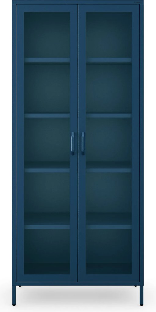 Vitrin üveg nappaliba lábakon sötétkék, 800x1850x450 mm: ANGELO Modern