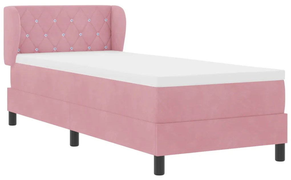 Boxspring Ágy Matracokkal Rózsaszín 80x200 cm Bársonyos