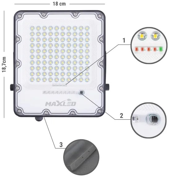 LED Napelemes reflektor LED/50W/3,2V 4500K IP65 + távirányítás