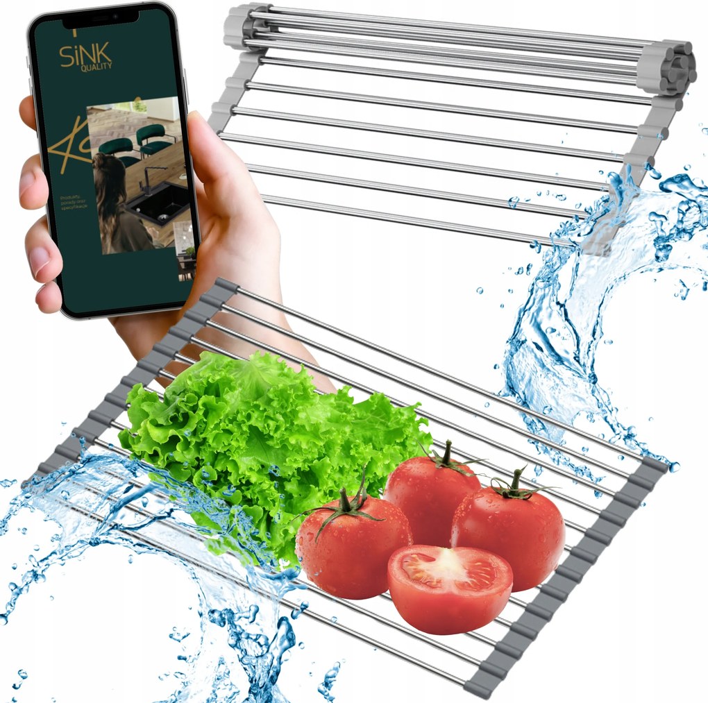 Szárítószőnyeg Szürke edény Csepegtető Feltekerhető Konyhai Összecsukható Szárító