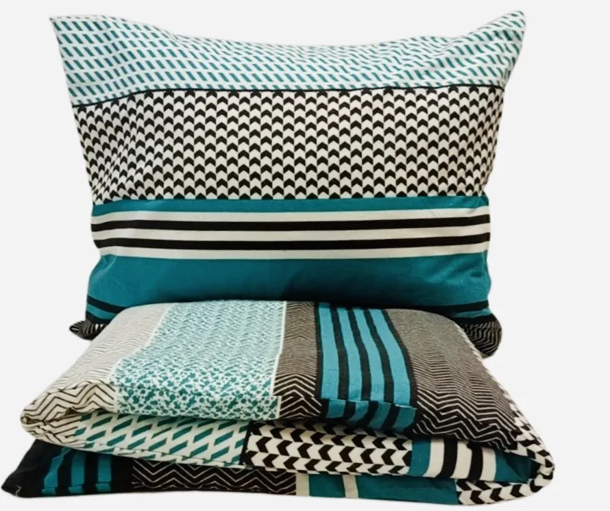 Lipsko türkiz flanel ágyneműhuzat 200x140cm+90x70cm TiaHome