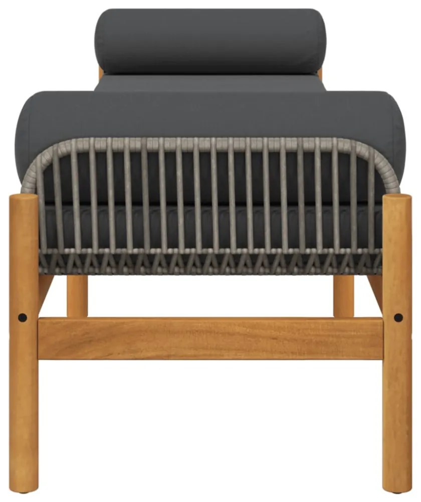 polyrattan akácfa kerti pad szürke párnával