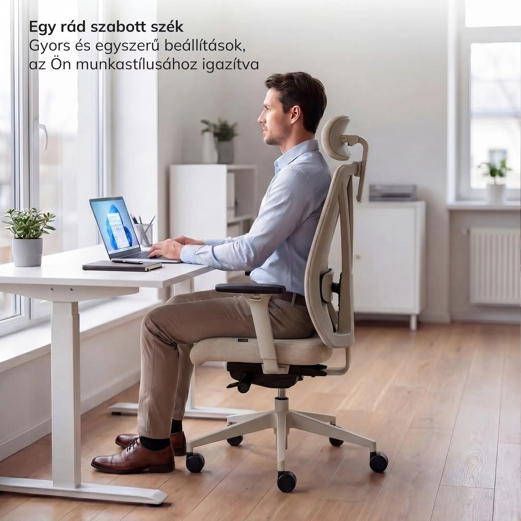 Ergonómikus, forgó irodai szék, világos bézs: VECTOR