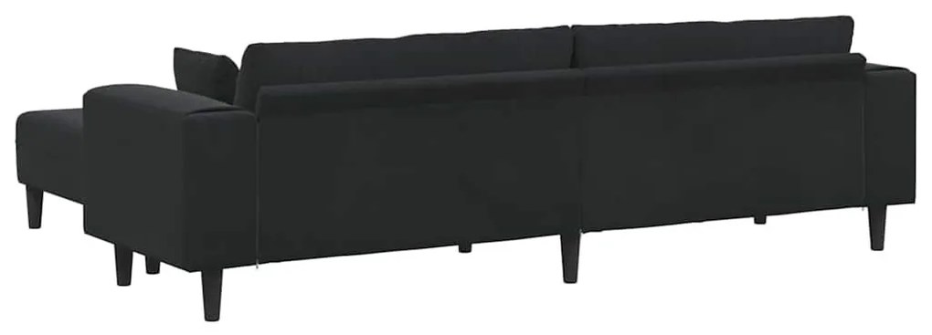 Bársony Kanapé párnával 3 pcs Fekete 208 cm Bársony