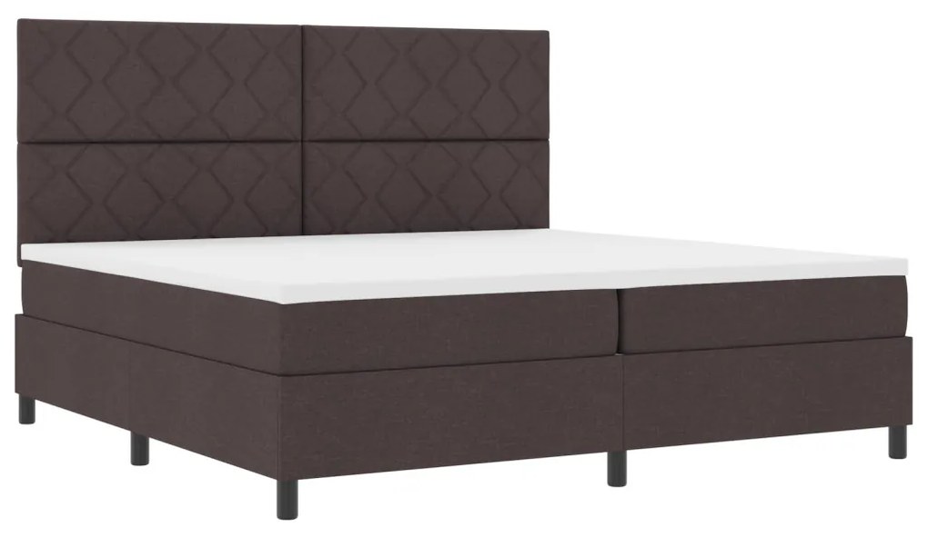 Box Spring Ágy Mattal Sötétbarna 200x200 cm Szövet