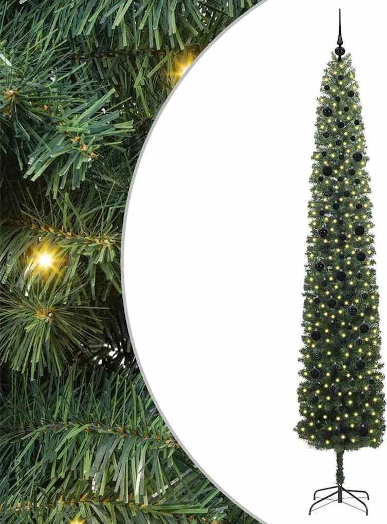 vidaXL Mű karácsonyfa 300 LED-del Zöld 270 cm PVC, acél és műanyag