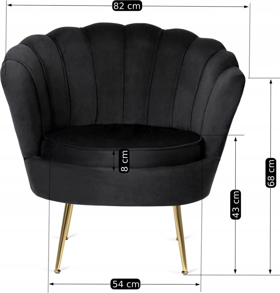 Fotel lábtartóval, fekete színben, velúr kárpittal GRAND