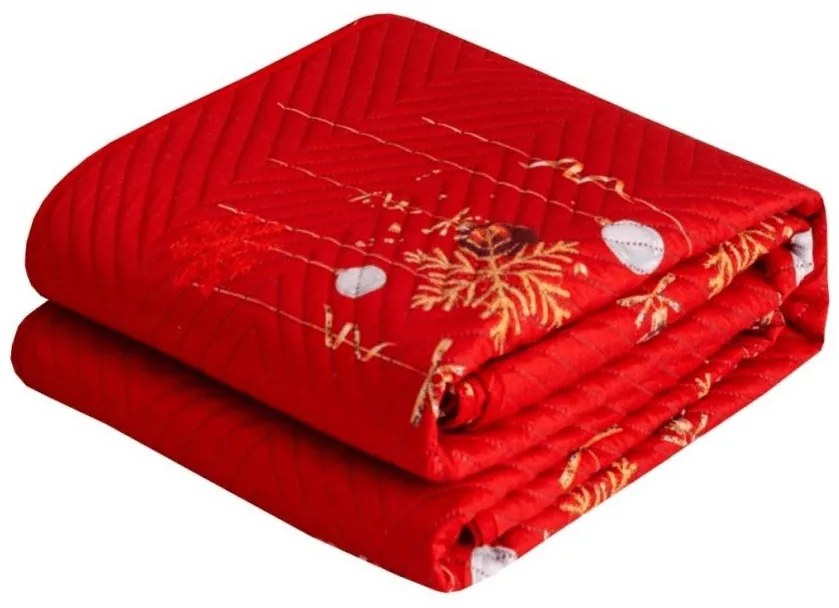 Ágytakaró WHITE SNOWMAN, piros Méret: 220 x 240 cm