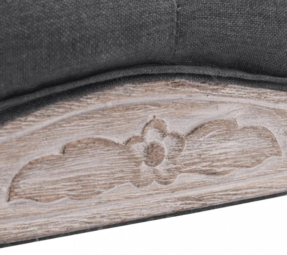 sötétszürke tömör fa pad vászonkárpittal 110 x 38 x 48 cm