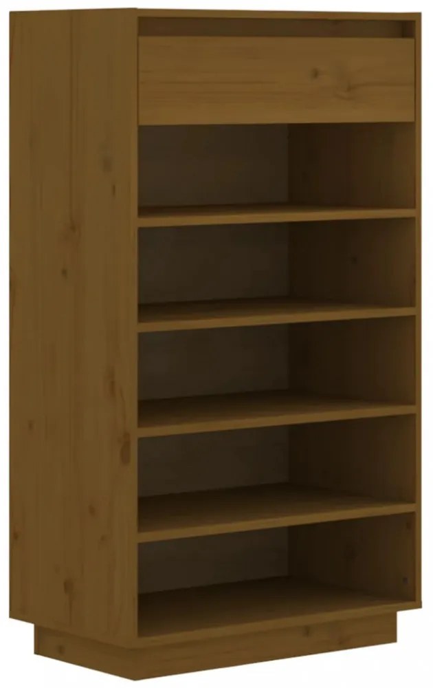 mézbarna tömör fenyőfa cipősszekrény 60 x 34 x 105 cm