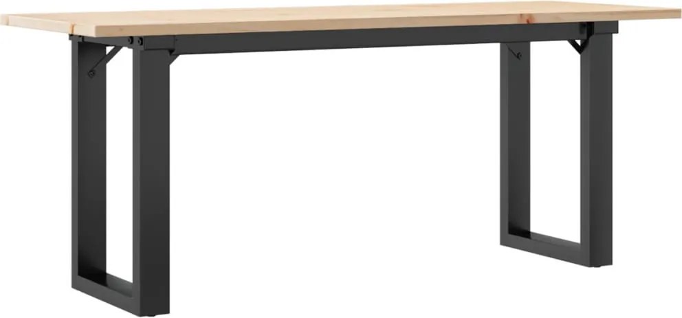 vidaXL tömör fenyőfa és acél dohányzóasztal O-vázzal 110x40x45 cm