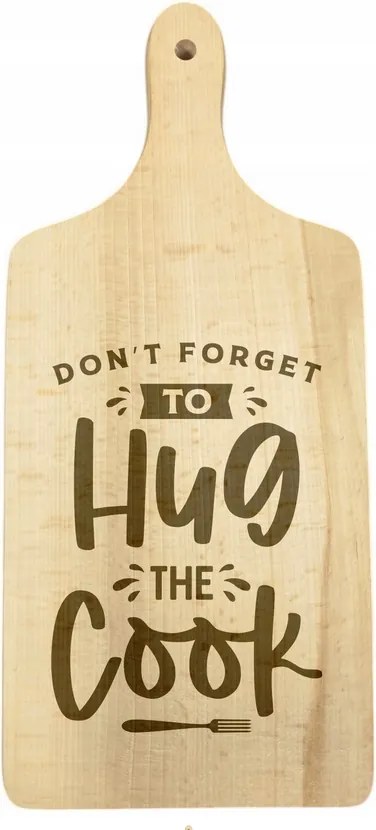 Vágódeszka fából készült dekoratív gravírozás Hug the Cook