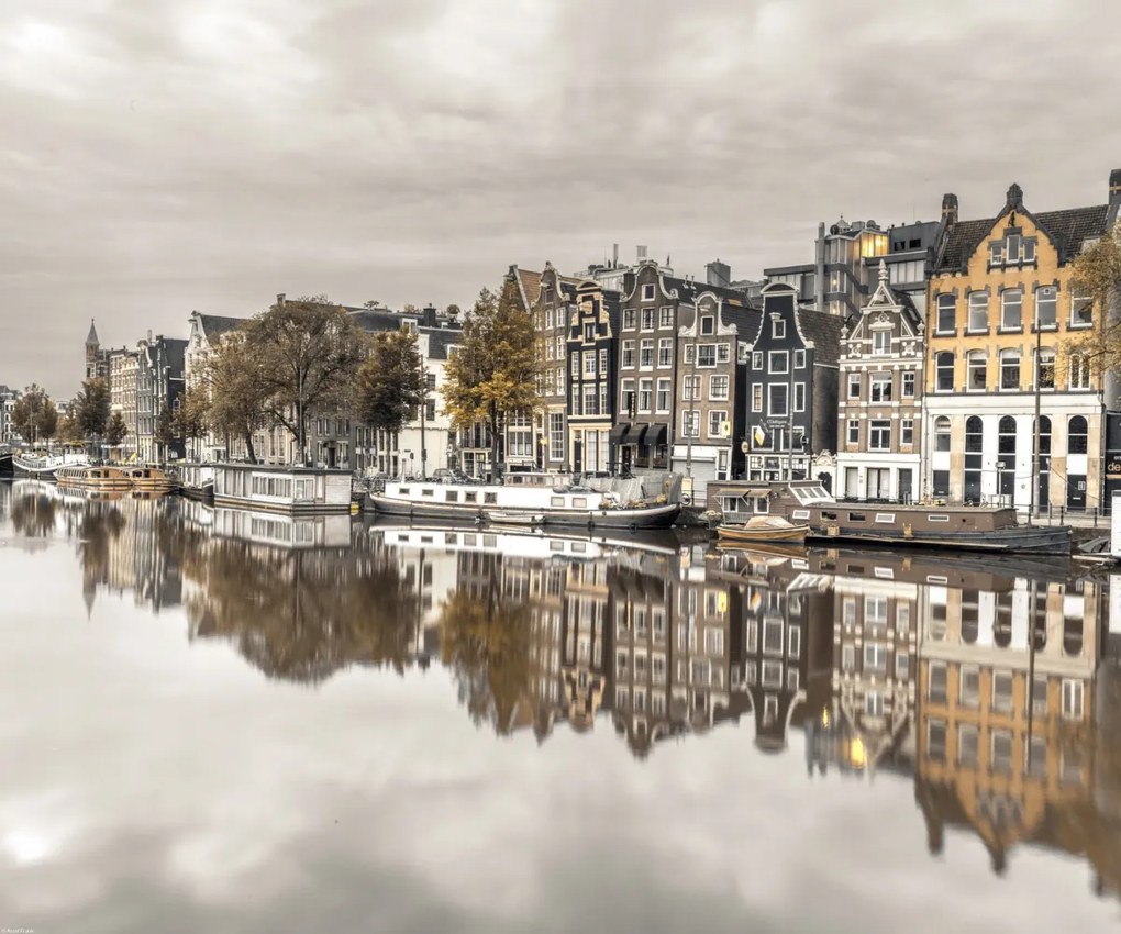 Poszter 60x50cm Csatorna Amszterdam városon át 3, Assaf Frank