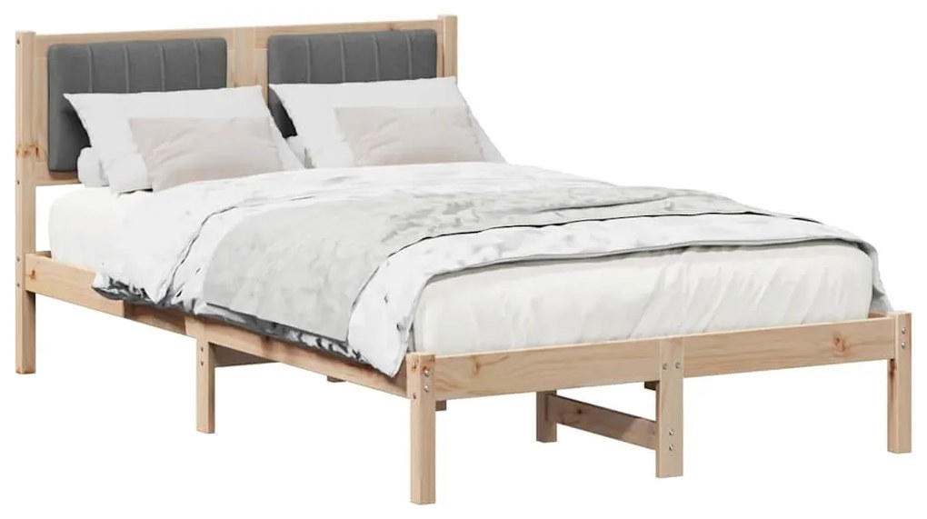 Ágykeret Kárpitozott Fejtámlával Sötétszürke 120 x 200 cm