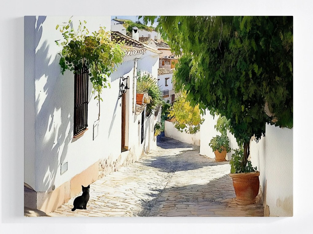 Poszter Tájkép Város Dél Utca Fekete Macska 100x75