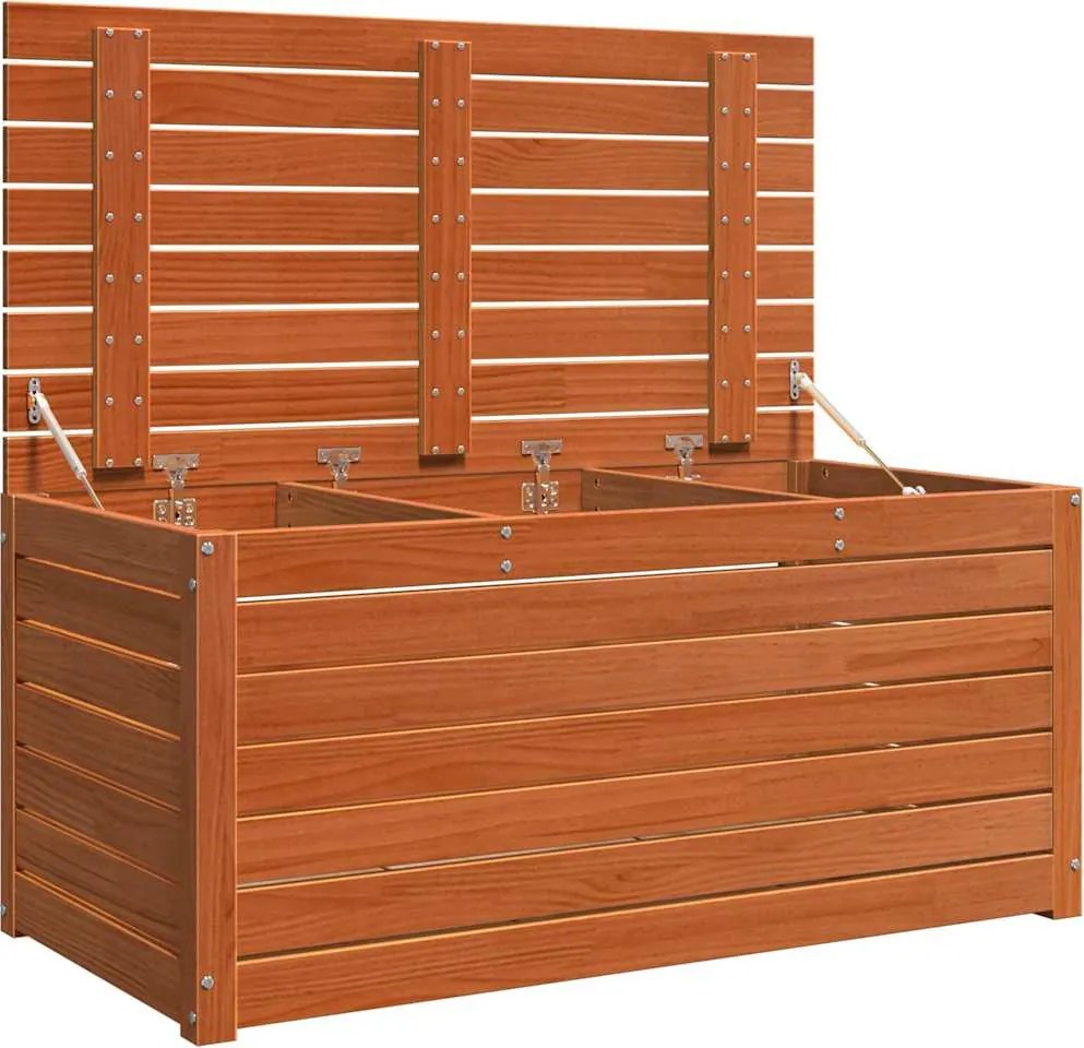 vidaXL Tároló Doboz Szerelt fa 101 x 50,5 x 46,5 cm Faggyú barna