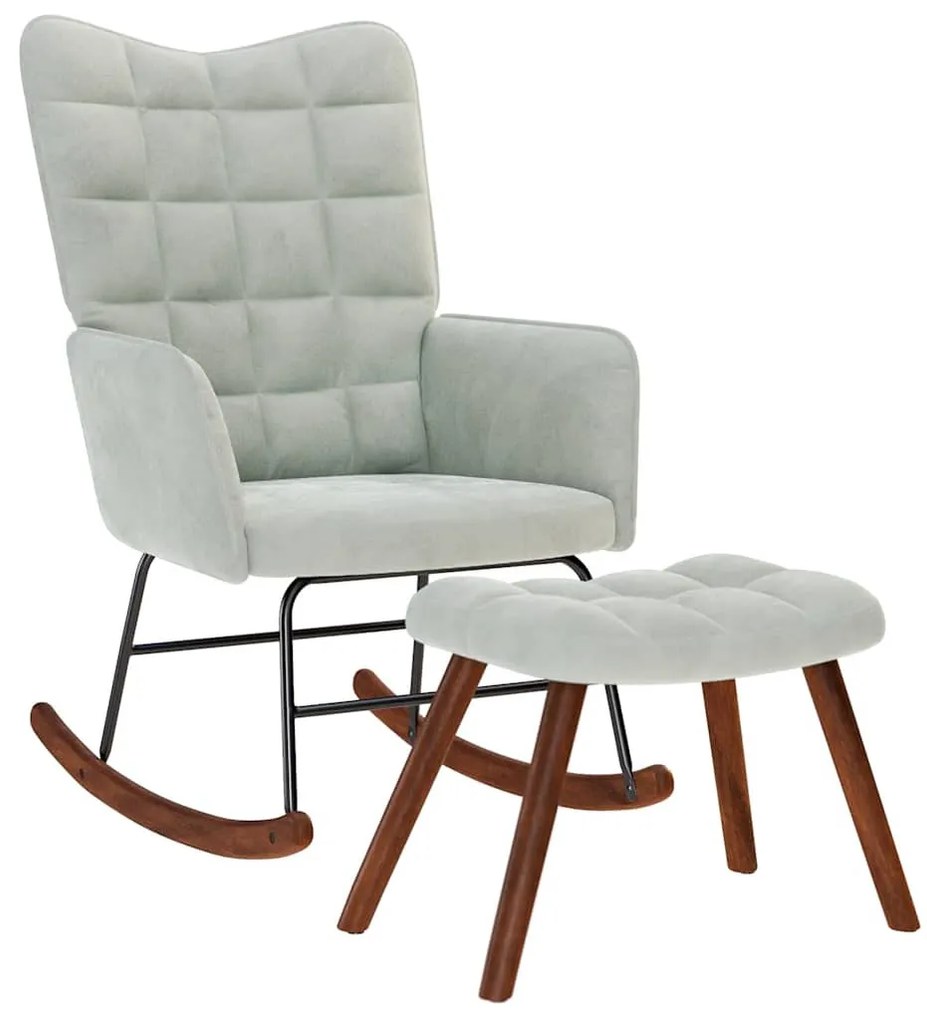 világosszürke bársony hintaszék ülőkével