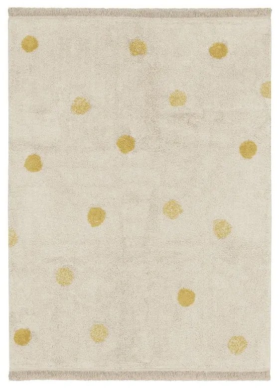 Okkersárga-krémszínű mosható kézi szövésű pamut gyerek szőnyeg 120x160 cm Hippy Dots Honey – Lorena Canals