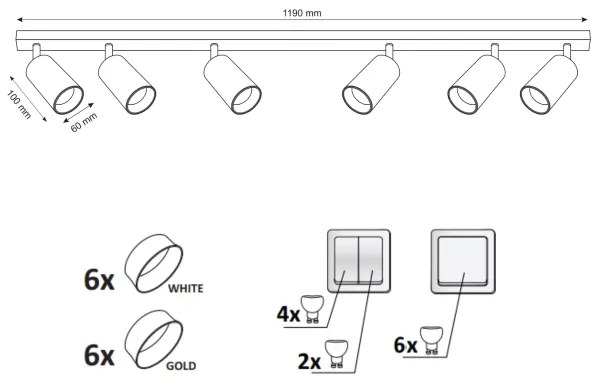 spotlámpa MARIBEL 6xGU10/10W/230V fehér