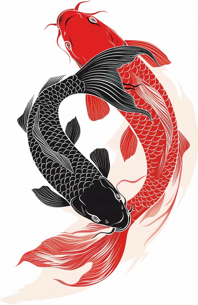 Poszter 68x98cm Yin és Yang Koi