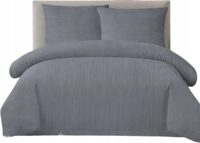 Szatén pamut ágyneműhuzat szürke csíkos 200x200- 3 részes