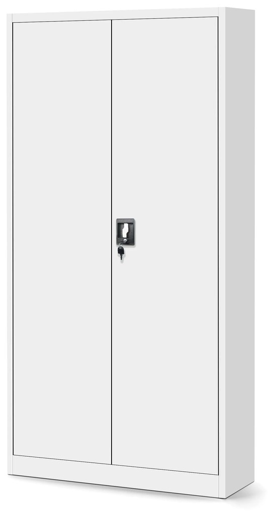 Fém polcos iratszekrény ajtókkal és személyes kis szekrénnyel TOMASZ, 900 x 1850 x 450 mm, fehér