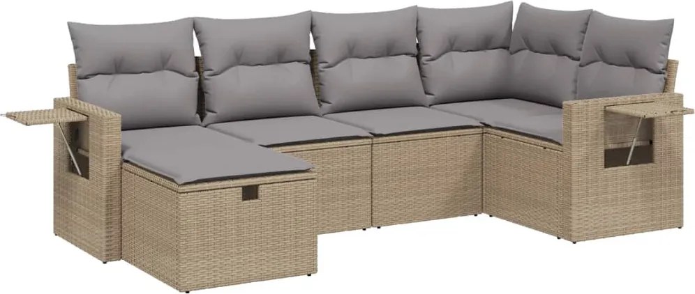 vidaXL 6 részes vegyes bézs polyrattan kerti ülőgarnitúra párnákkal