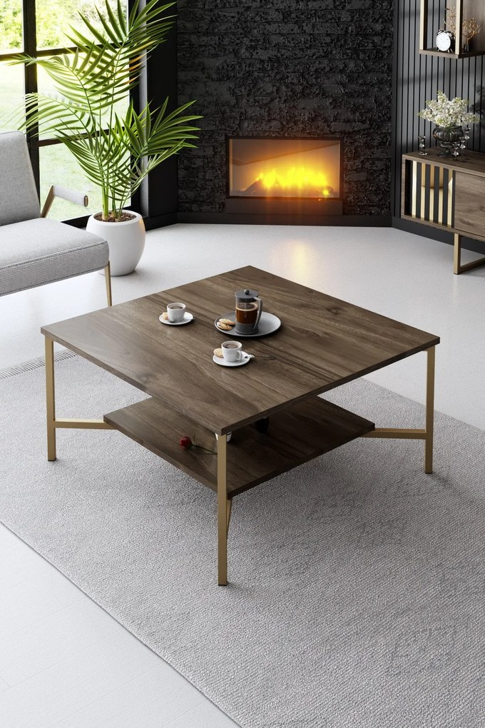 Dohányzóasztal Gold Line - Walnut, Black