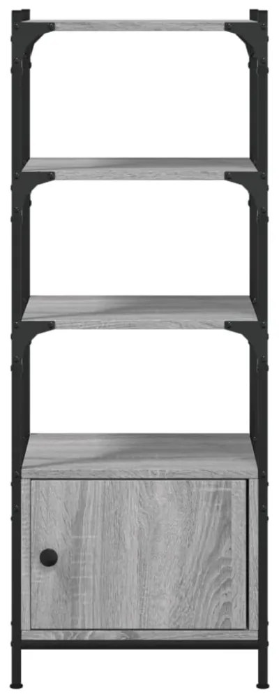 3 szintes szürke sonoma szerelt fa könyvespolc 41x30x109,5 cm