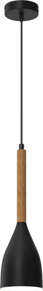 Luminex Függő Lámpa Múzsa New Fekete E27 15W Fém/Fa