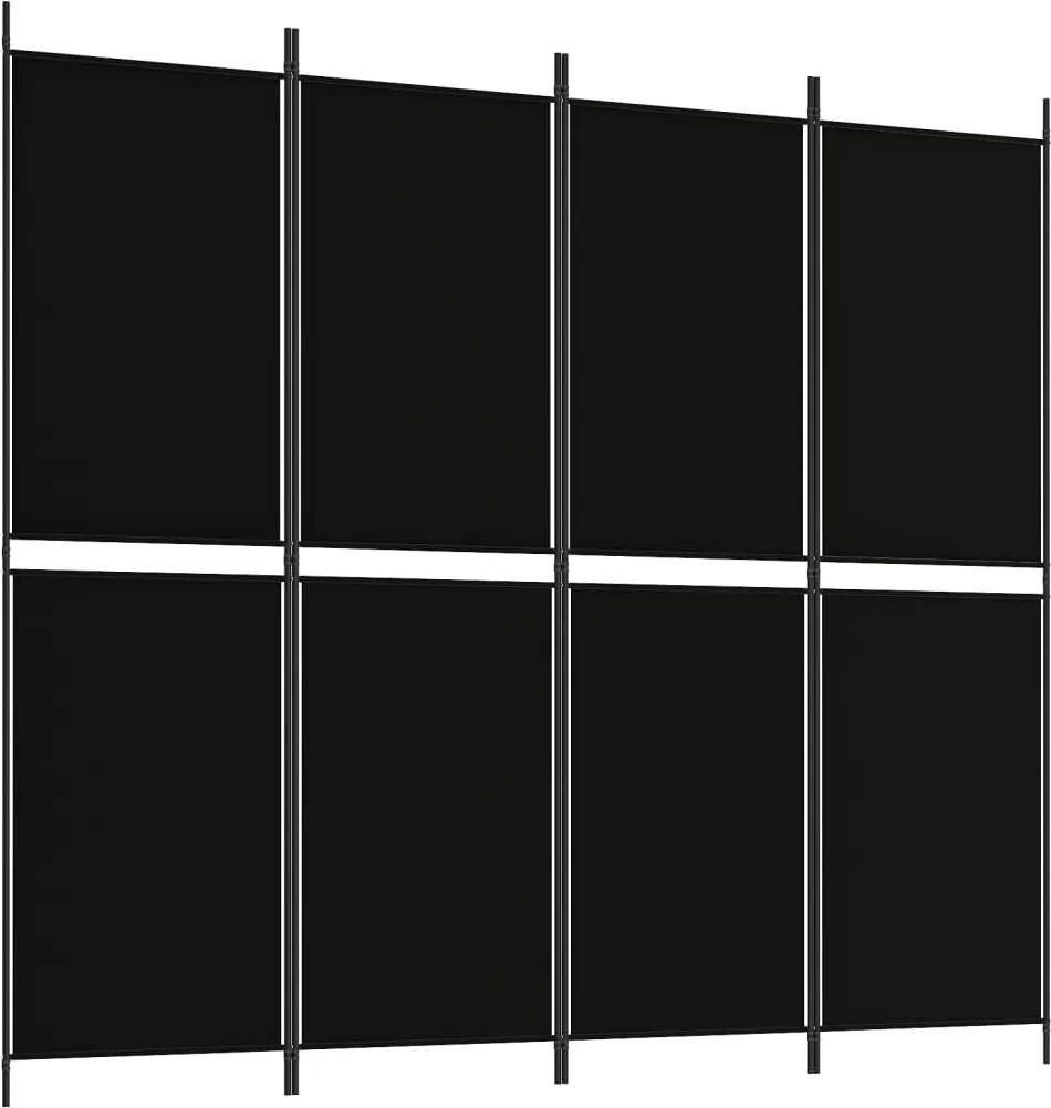 vidaXL 4 paneles fekete szövet térelválasztó 200 x 180 cm