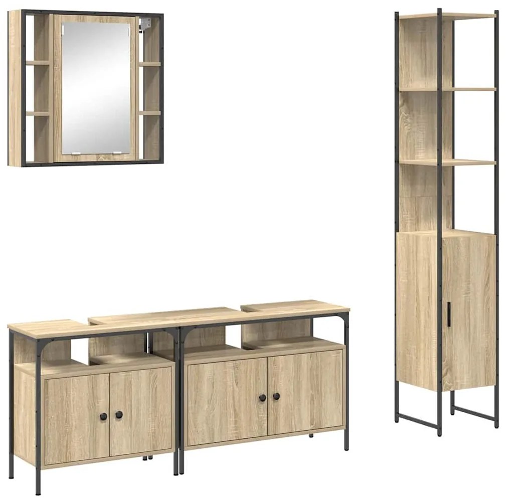 Fürdőszoba bútor szett 4 pcs sonoma tölgy 33 x 33 x 185.5 cm