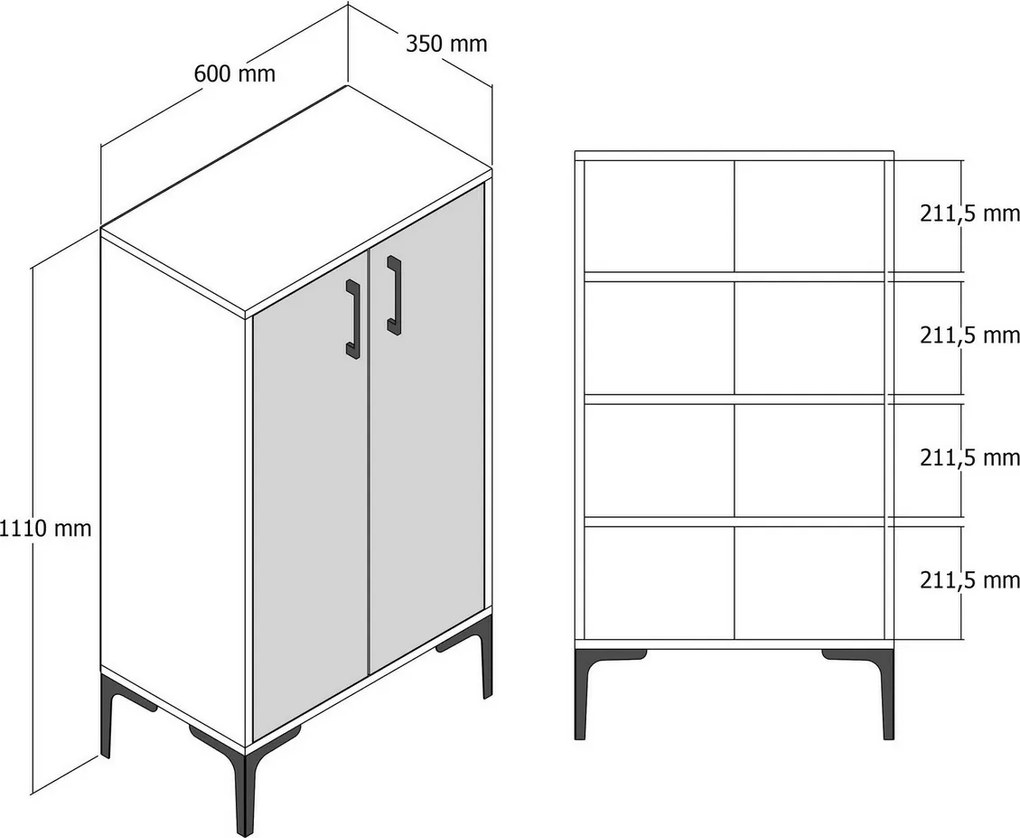 Cipősszekrény Prag Walnut és fehér márvány
