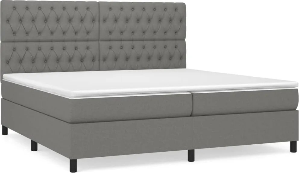 vidaXL sötétszürke szövet rugós ágy matraccal 200 x 200 cm