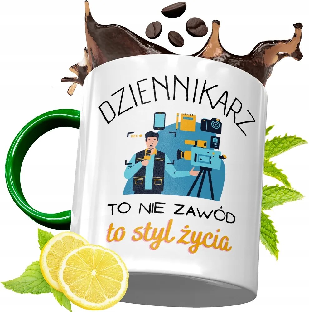 Zöld Bögre Újságírónak Születésnapi Ajándéknak, fényképes nyomattal