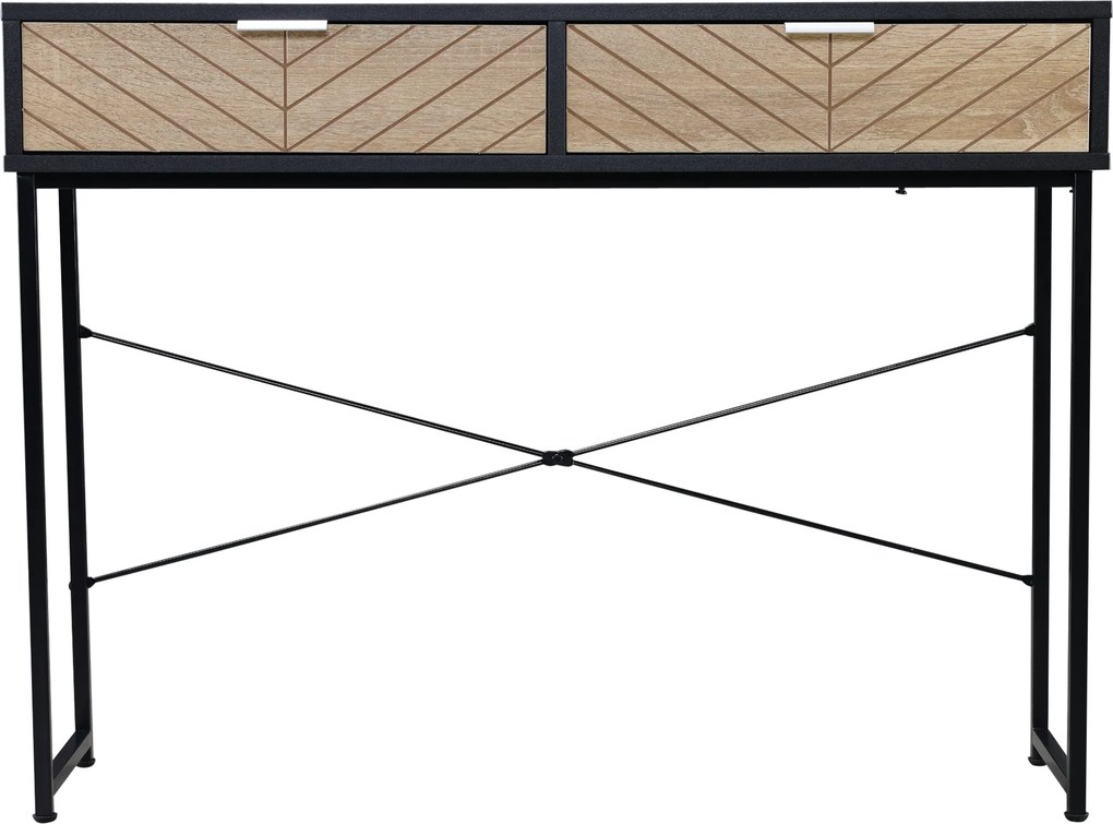 HOMCOM Keskeny Konzolasztal Bejárati Konzolasztal 2 Fiókkal Faragott vonalakkal Modern Stílusban Hallba, Bejáratba, Nappaliba, Hálószobába 100x30x75 c