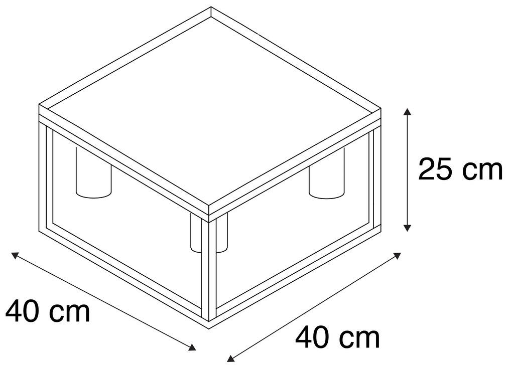 Ipari mennyezeti lámpa fekete 40 cm 4-lámpás - Cage
