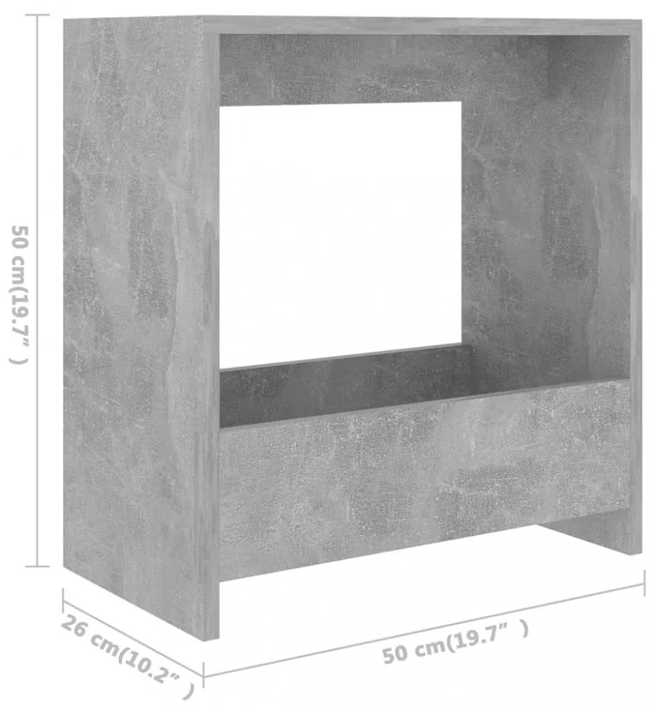 betonszürke forgácslap kisasztal 50 x 26 x 50 cm