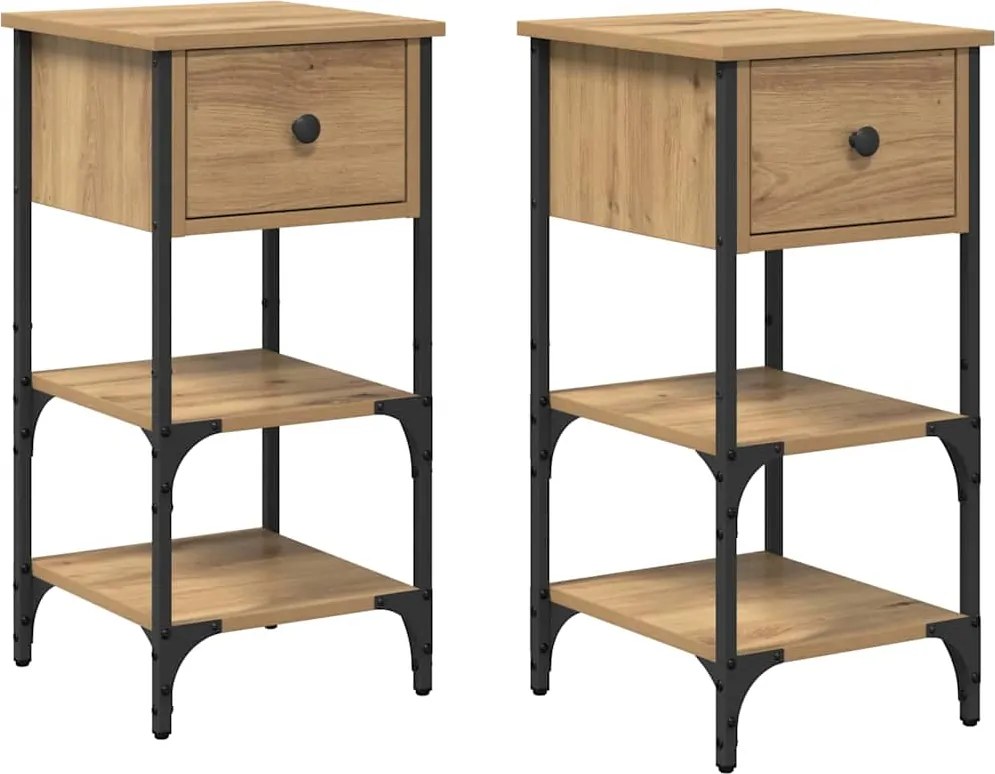 vidaXL Éjjeliszekrény fiókkal 2 pcs Barna 33.5 x 36 x 70 cm