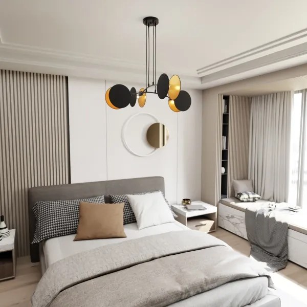 Csillár zsinóron MOTIF 4xE14/10W/230V fekete