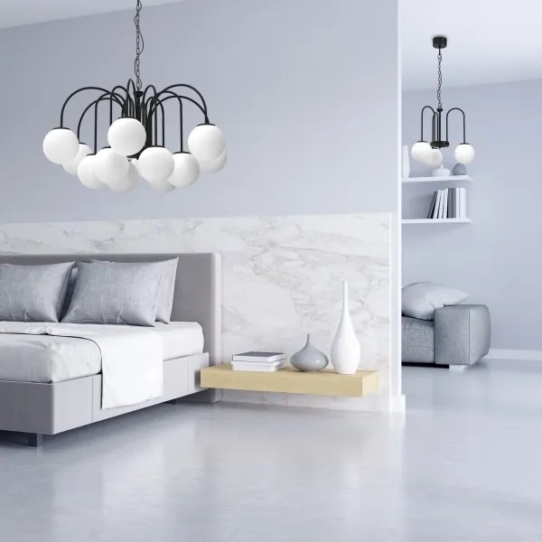 Csillár láncon CAMBRIDGE 12xE14/60W/230V fekete