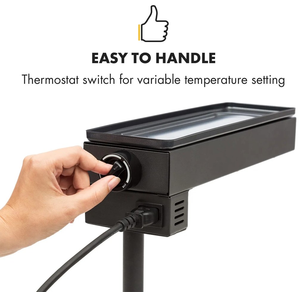 Klarstein Appenzell Peak, raclette grill, 1000 W, termosztát kapcsoló, fekete