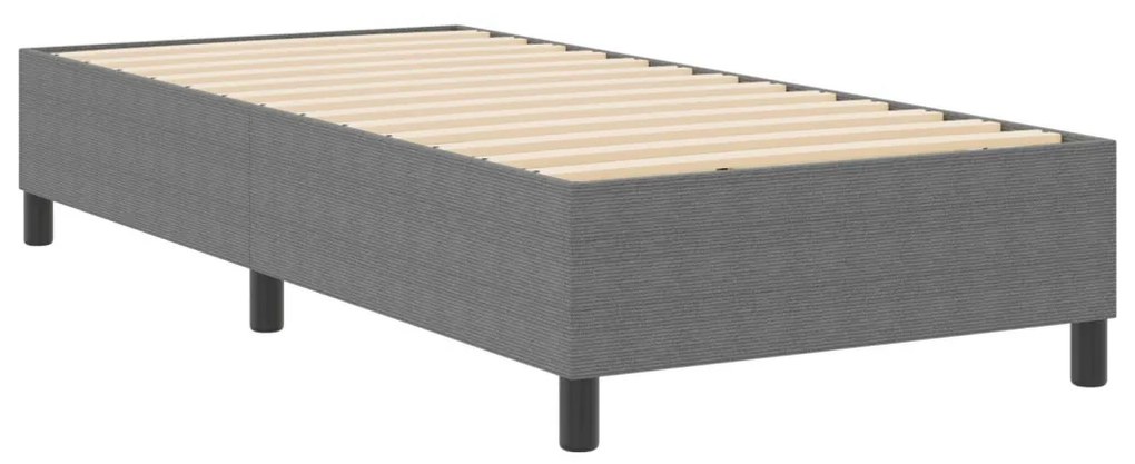 Boxspring Ágy Világosszürke 80x200 cm Kordbársonyos Szövet