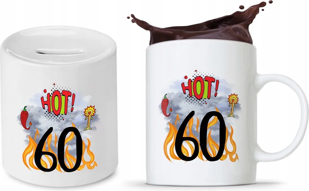 Születésnapra 60 60-es 60-as Persely Szett fényképes nyomott mintás bögre