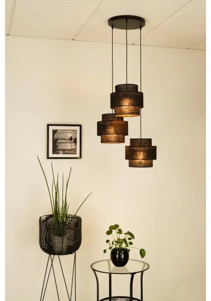 Brilagi - SPACE YUTE 3xE27/15W/230V fekete függeszték kábellel