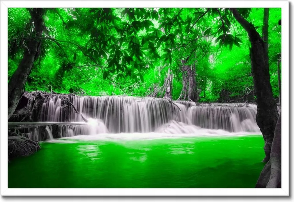Poszterek keretben 60x40 Zöld vízesés Kaszkád
