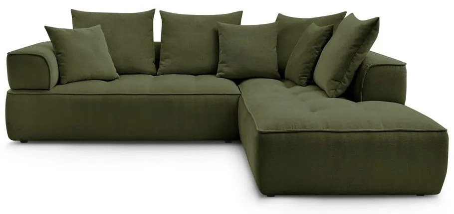 Zöld zsenília sarokkanapé (jobb oldali-L alakú) Whesley – Bobochic Paris