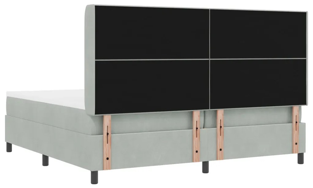 Boxspring Ágy Matraccal &amp; LED Fény Szürke 200x200 cm Bársony
